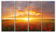 Poppy Field under Bright Sunset, Landscape Canvas Art Print, 48"x28", 4 Panels