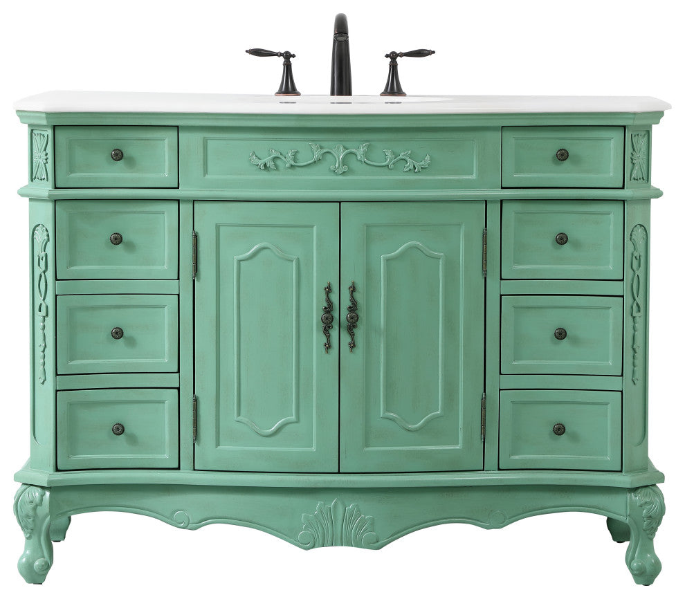 Bathroom Vanity, Vintage Mint, 48", Single Sink