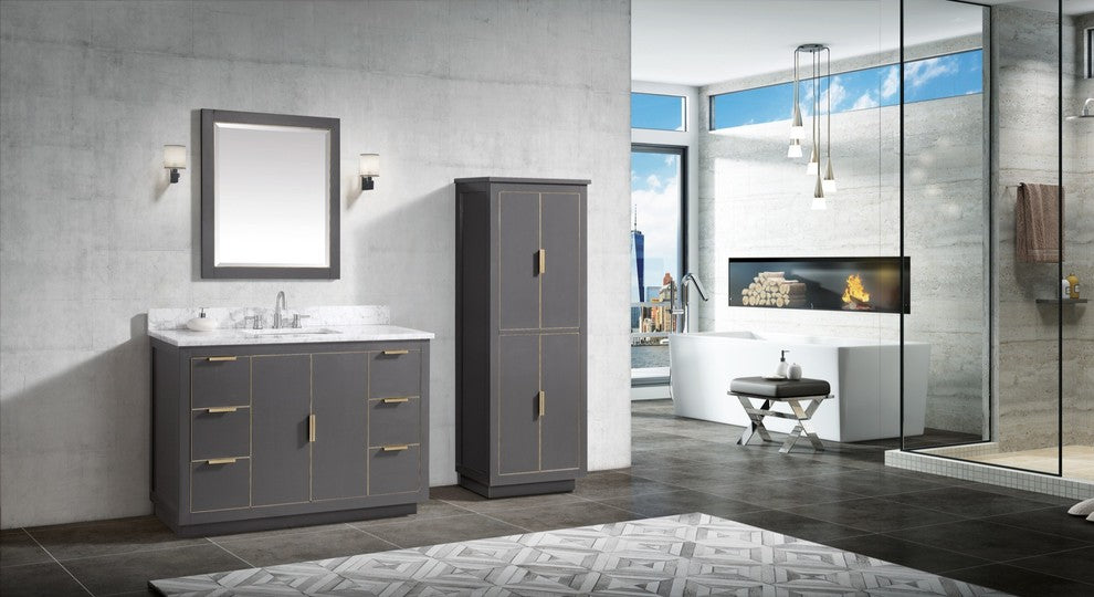 Avanity Austen 48" Vanity Only, Twilight Gray With Matte Gold Hardware