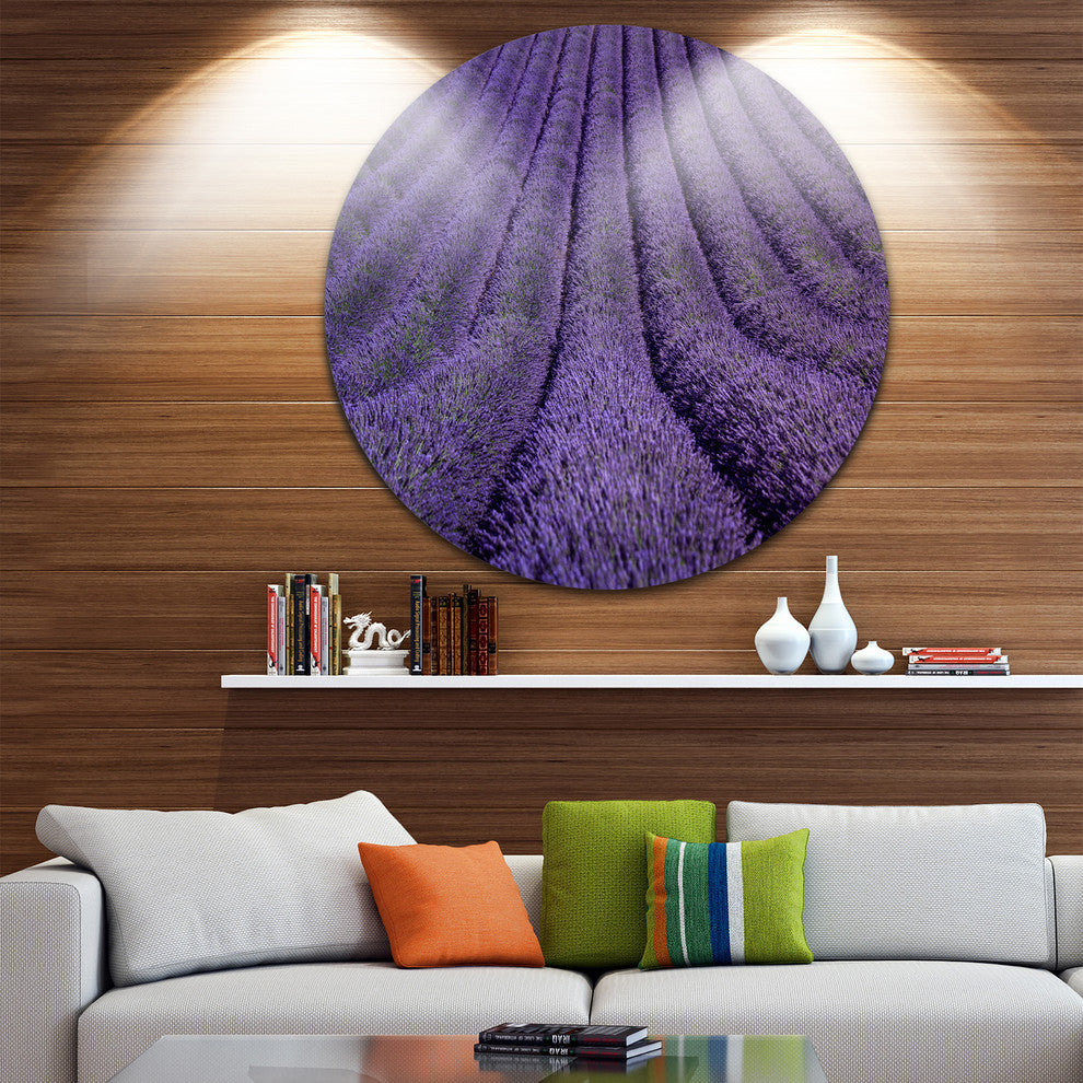 Blooming Lavender Flower Texture, Landscape Disc Metal Wall Art, 36"
