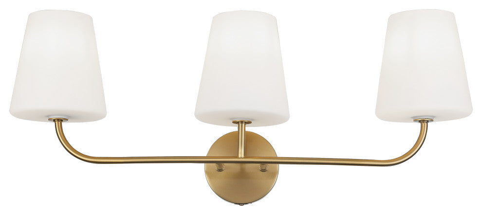 Eleanor Contemporary 3 Light Aged Brass White Metal Vanity