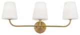 Eleanor Contemporary 3 Light Aged Brass White Metal Vanity