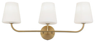 Eleanor Contemporary 3 Light Aged Brass White Metal Vanity