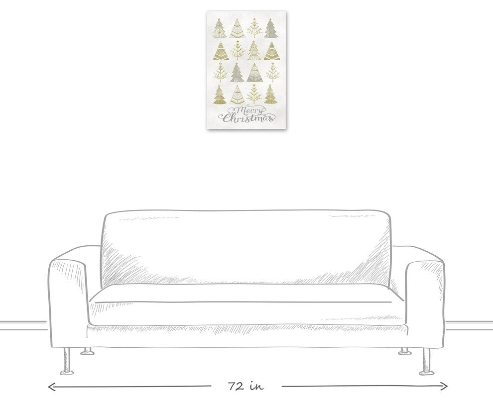 Silver and Gold Christmas Trees Canvas Wall Art, 16"x24"