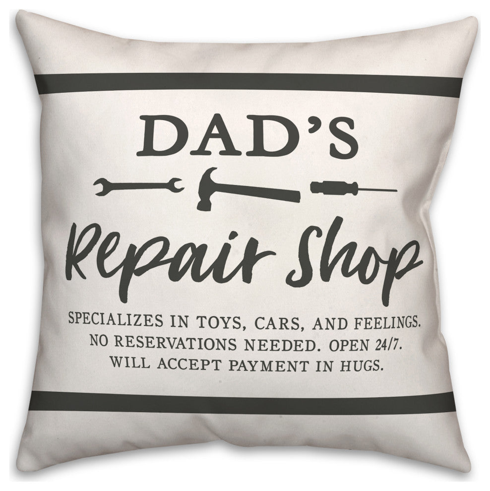 Dads Repair Shop 18x18 Spun Poly Pillow