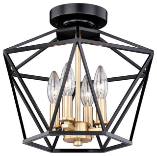 Turin 14.5" Semi-Flush Mount, Noble Bronze With Natural Brass