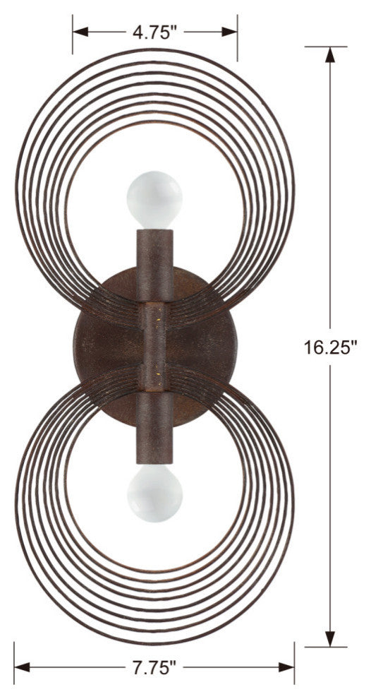 Crystorama DOR-B7722-FB, 2-Light Wall Mount, Forged Bronze