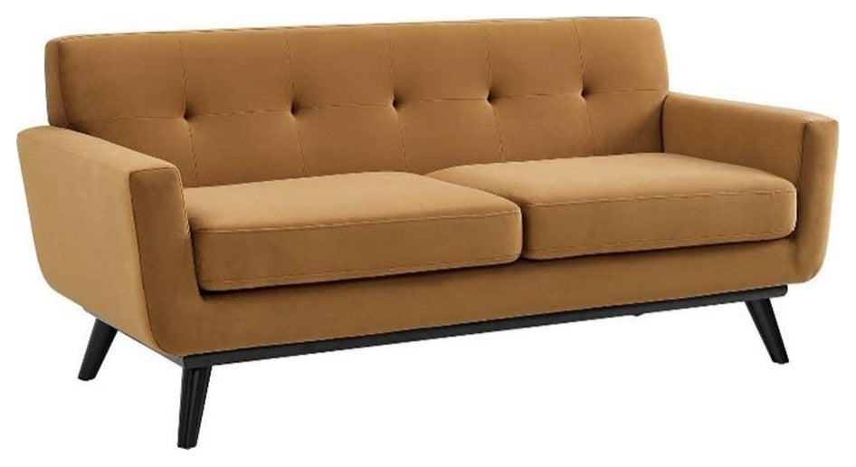 Engage Performance Velvet Loveseat, Cognac