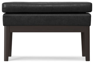 Carlson SOLID HARDWOOD Small Ottoman Bench, Distressed Black