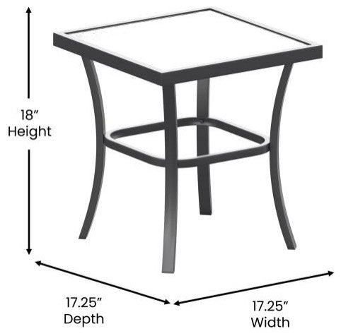 Brazos 3 Piece Outdoor Rocking Chair & Glass Top Table Set, Gray/Black
