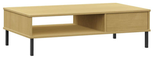 vidaXL Coffee Table Accent Side End Table with Metal Legs Brown Solid Wood OSLO