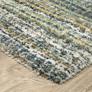 Greer Modern Distressed Gridwork Green/ Blue Area Rug, 6'7" x 9'6"