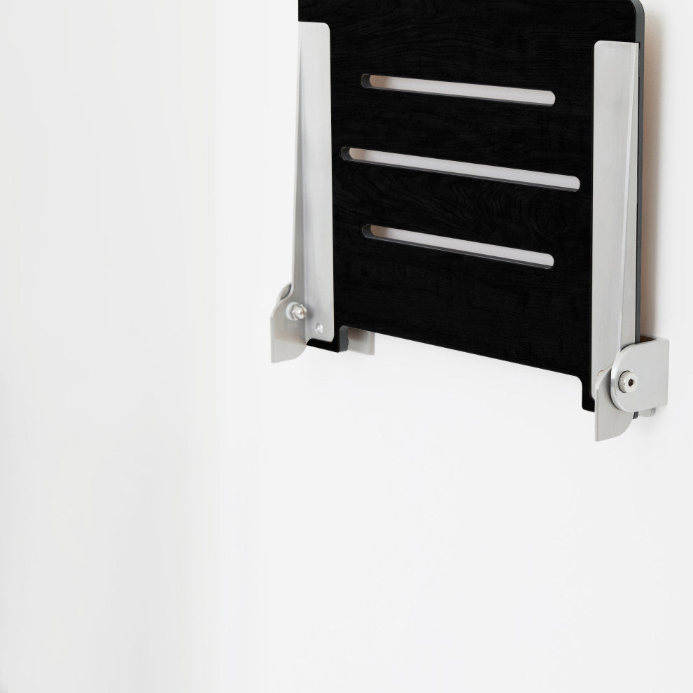 Seachrome SlimLine Folding Wall Mount Shower Seat, Matte Black With Silver