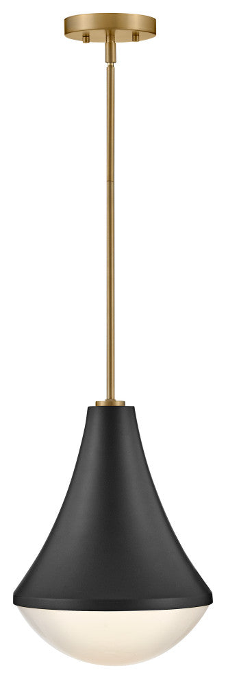 Lark Haddie 11" Modern Pendant Light, Black + Lacquered Brass