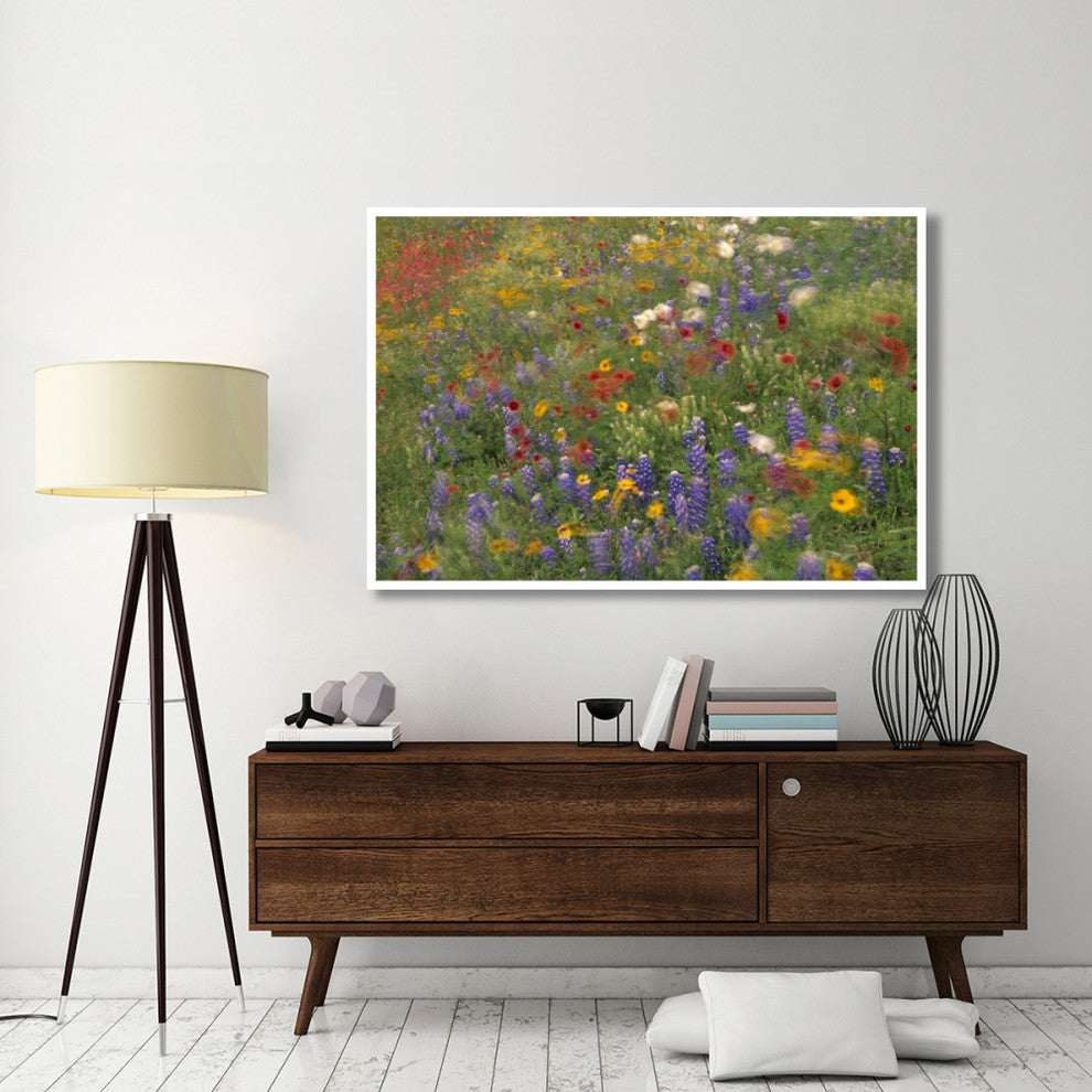 "Wildflowers blowing in the wind, Hill Country, Texas" Paper Art, 62"x42"