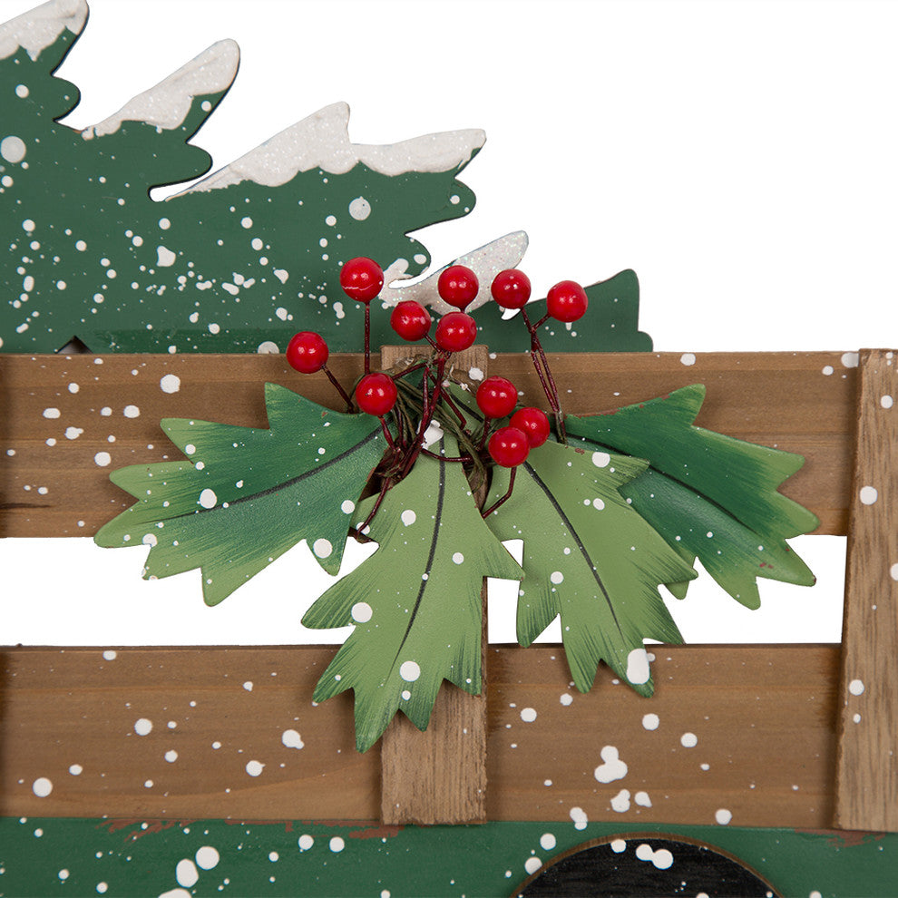 24.02"H Iron/Wooden Christmas Truck Yard Stake