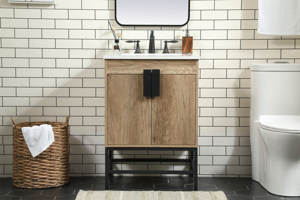 Home Living 19" Modern Natural Oak-Light Bathroom Vanity