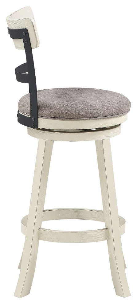 Riverside White High Back Wood and Metal Bar Stool, 42.5 in.