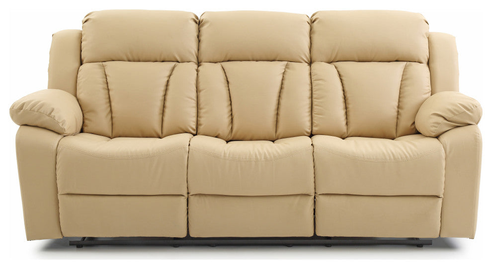Springfield Reclining Sofa, Beige Faux Leather
