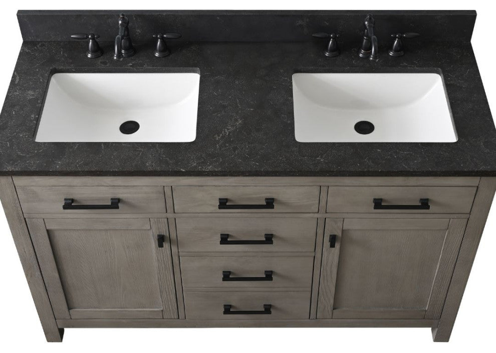 Jasper 54" Bathroom Vanity, Textured Gray, Blue Limestone