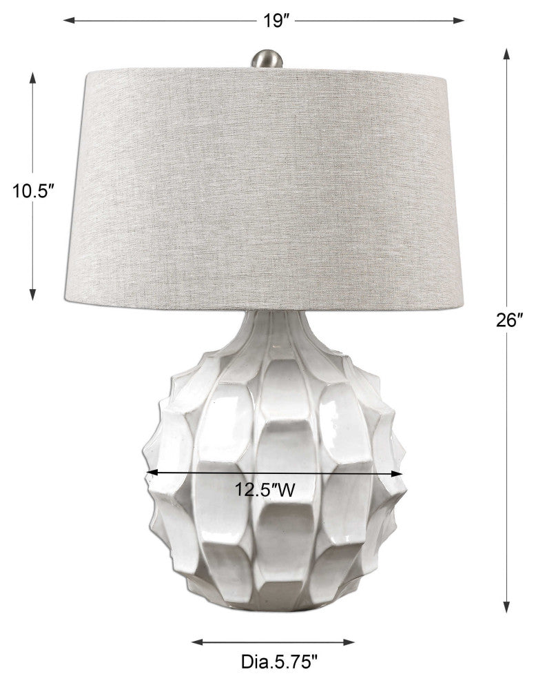 Sculpted Gloss White Modern Globe Table Lamp