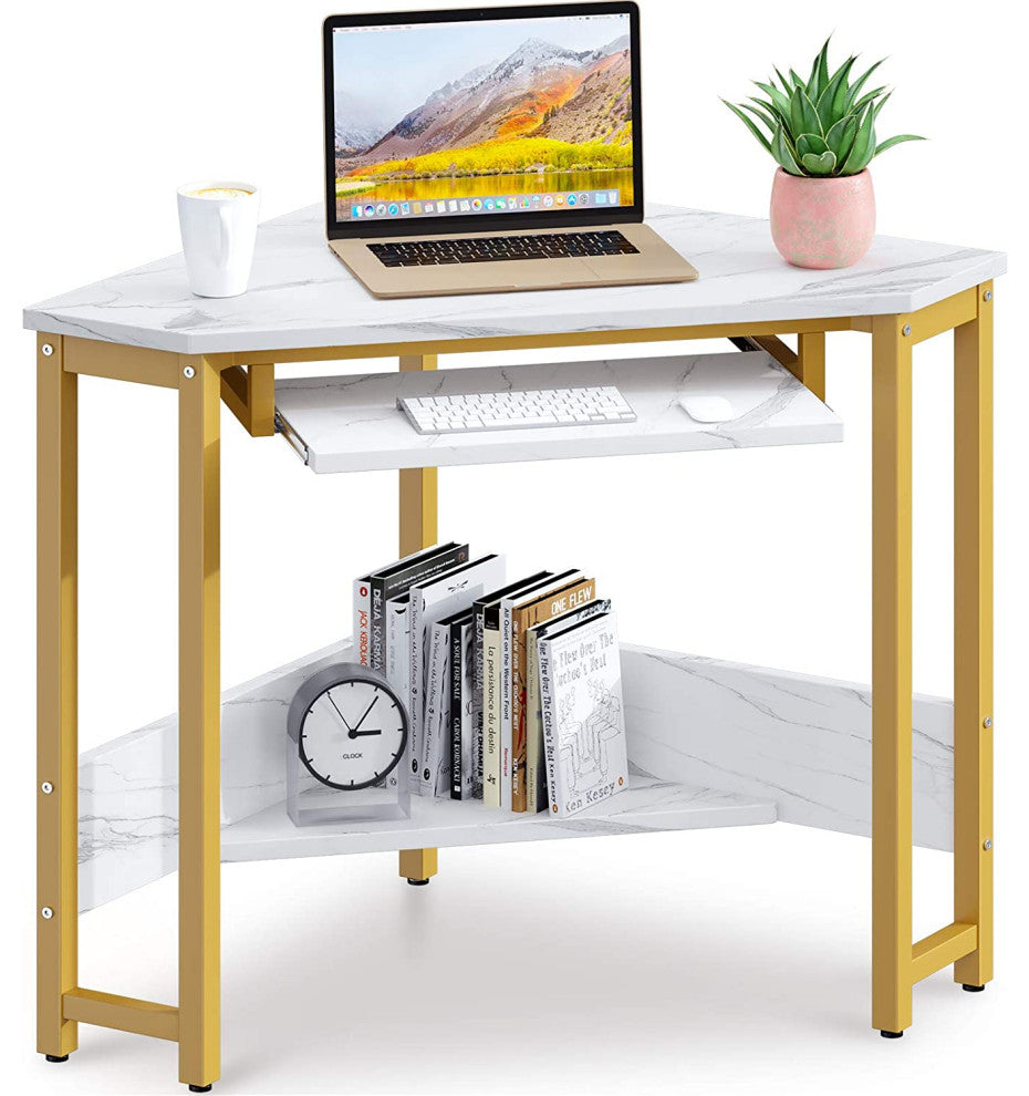 Triangle Computer Desk, Sturdy Steel Frame for Workstation with Smooth