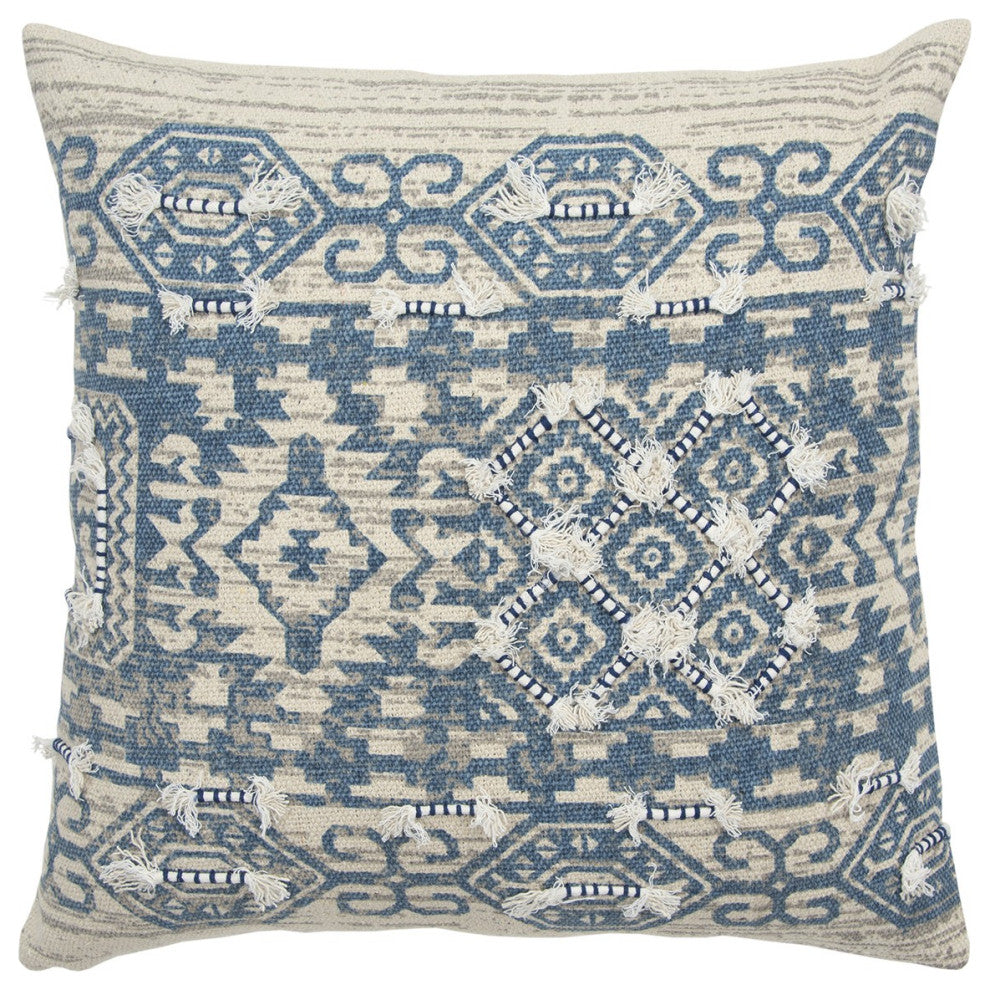 Blue Natural Tribal Influenced throw Pillow