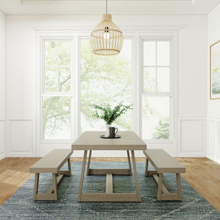 Plank+Beam Classic Solid Wood Dining Table Set with 2 Benches
