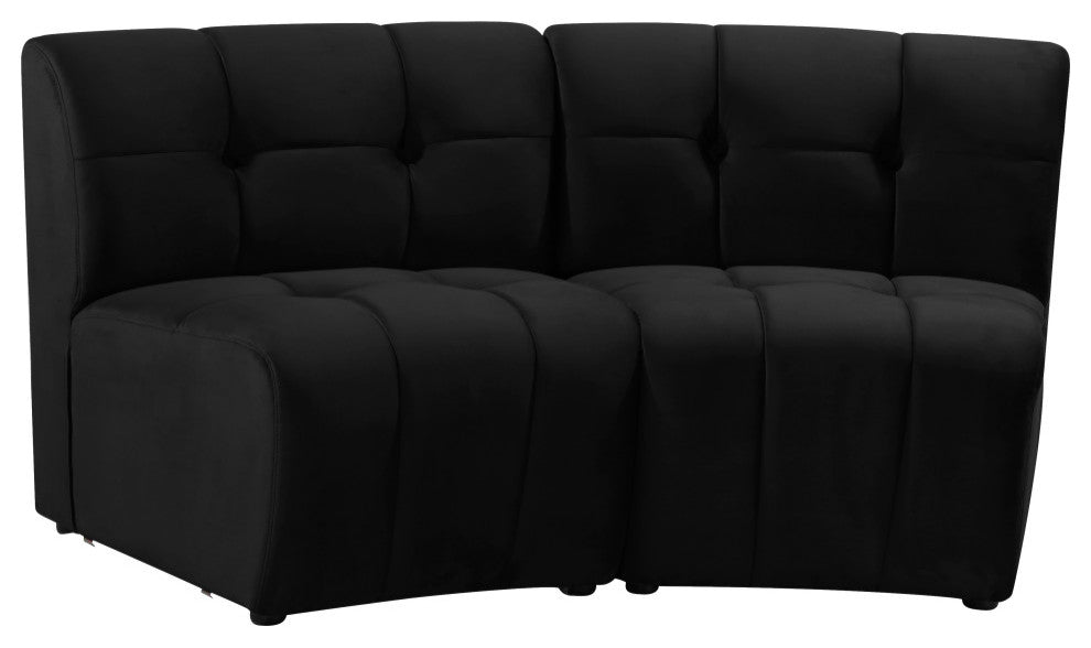 Limitless Velvet Upholstered 2-Piece Modular Sectional, Black