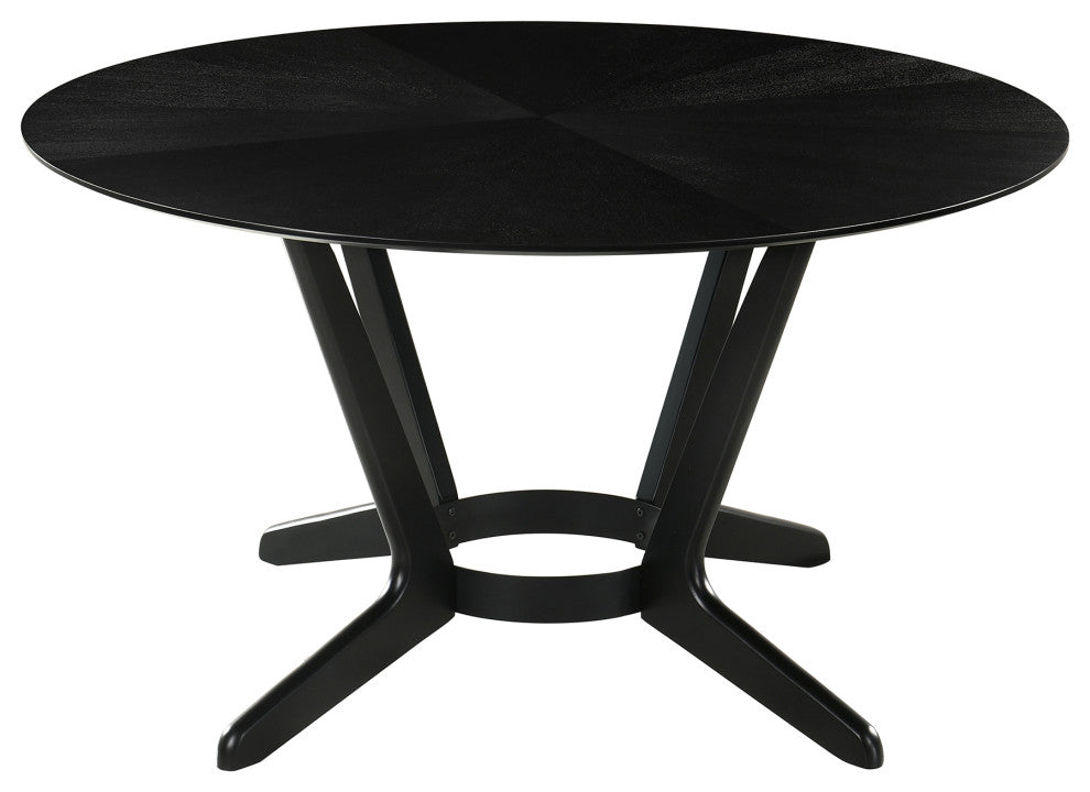 Santana Round Wood Dining Table, Black Finish