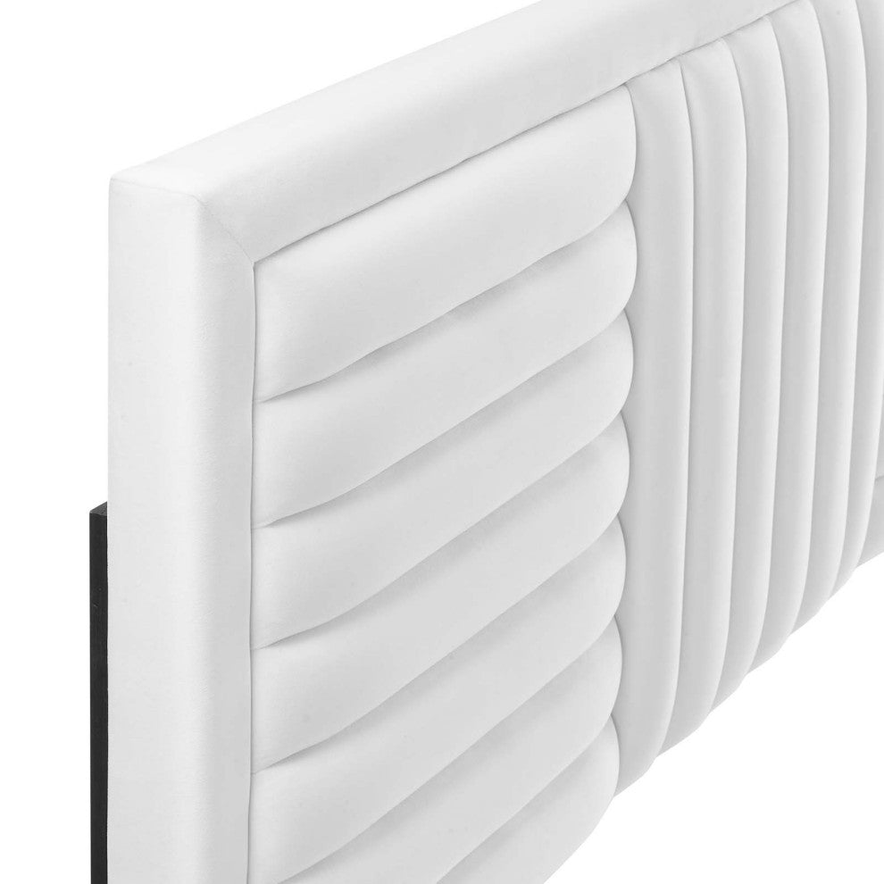 Believe Channel Tufted Performance Velvet King/California King Headboard, White