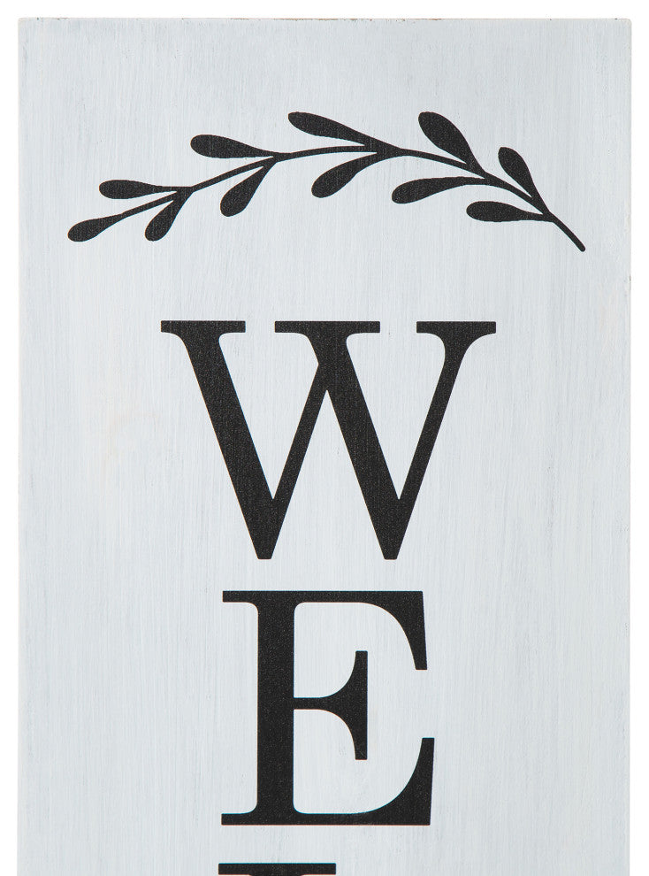 30"H Double Sided Solid White Boxed "Welcome Porch" Porch Sign