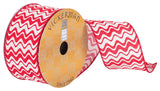 2.5"x10Yd Red/White Waves Woven Dupion