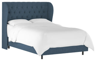 Bradwell King Tufted Curved Wingback Bed, Zuma Navy