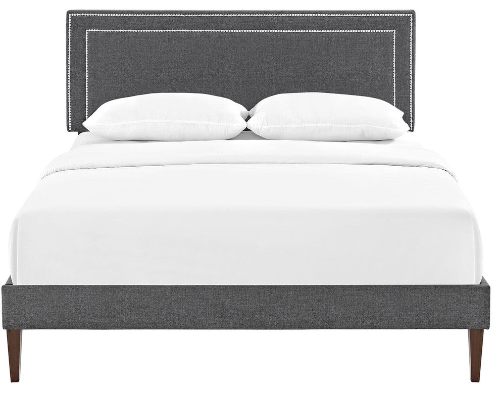 Modway Jessamine King Fabric Platform Bed With Squared Tapered Legs, Gray