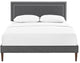 Modway Jessamine King Fabric Platform Bed With Squared Tapered Legs, Gray