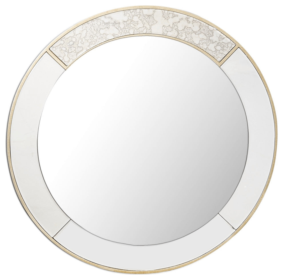 Gold Accented Round Mirror