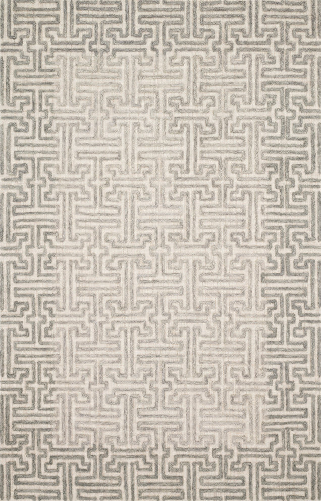 100% Wool, Stone / Sand Ehren EHR-03 Area Rug by Loloi, Stone/Sand, 5'x7'6"