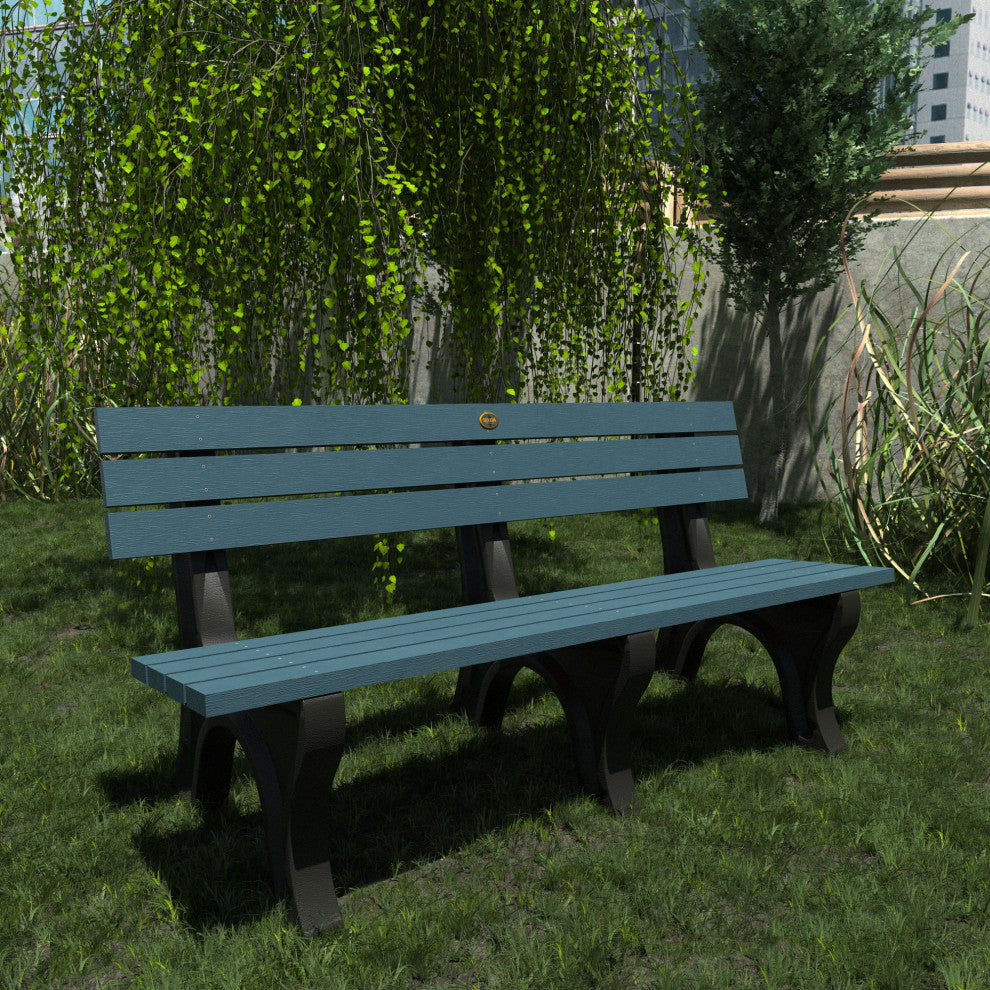 Aurora Traditional 6' Park Bench, Nantucket Blue