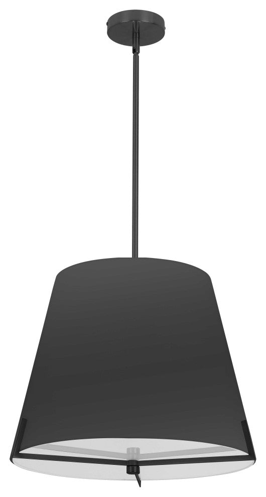 Preston Contemporary 4 Light Black Matte Black Fabric Pendant