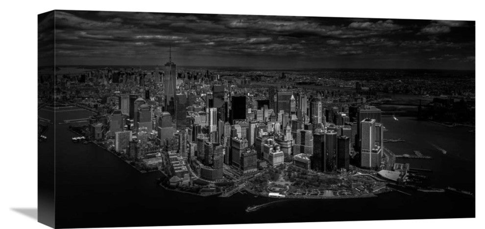 "Manhattan - BirdS Eye View" Stretched Canvas Giclee by Michael Jurek, 22x11"