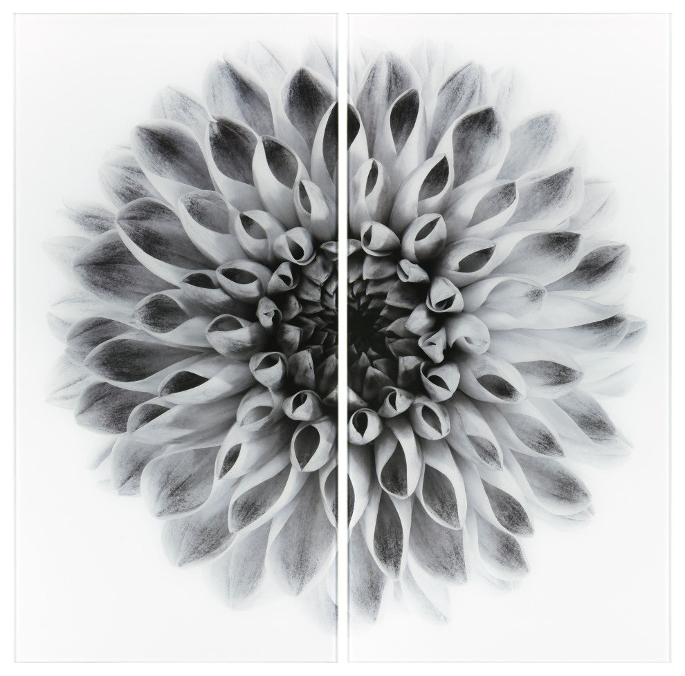"Dahlia AB" Frameless Free Floating Tempered Glass Panel Graphic Wall Art Set