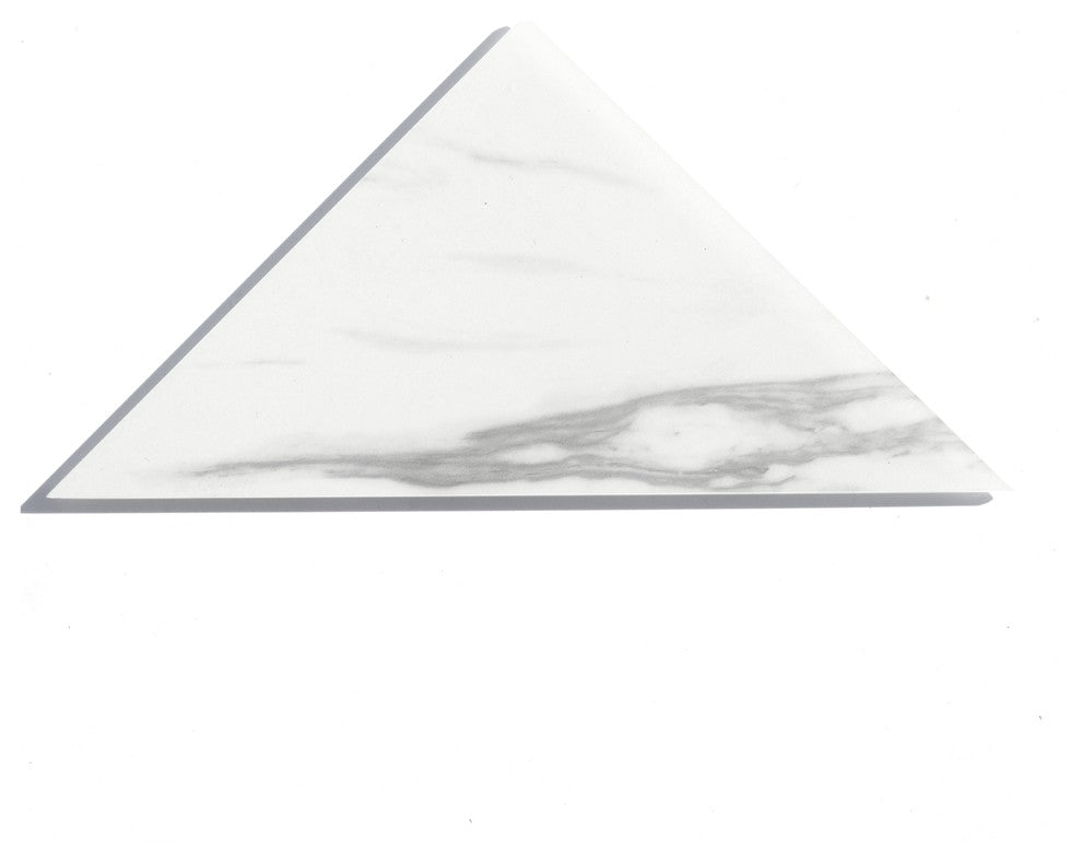 Nature 7" x 7" Glass Triangle Tile in Carrara White