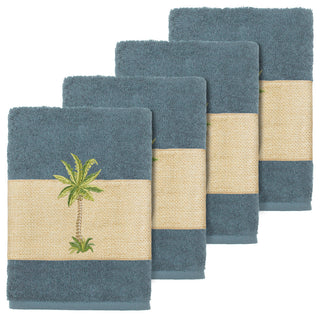 Colton 4-Piece Embellished Washcloth Set, Teal