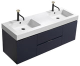 Bliss 60" Double Sink Blune Wall Mount Modern Bathroom Vanity