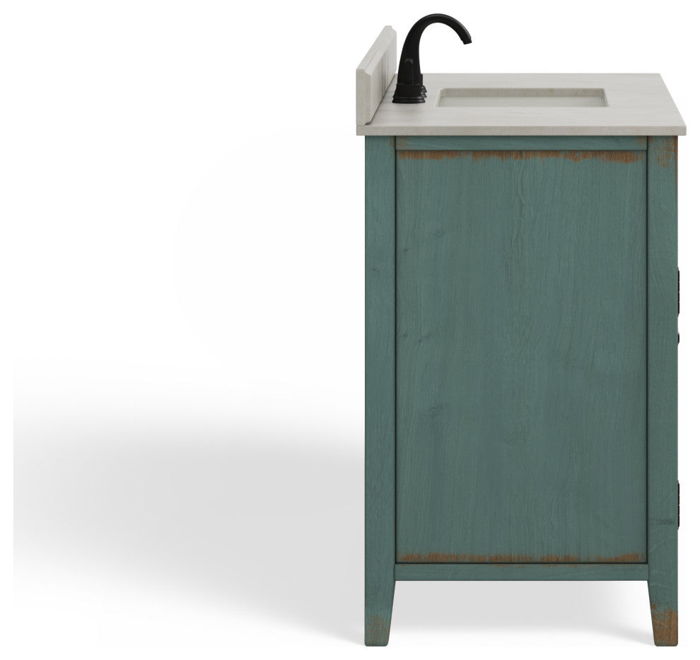 The Calusa Bathroom Vanity, Turquoise, 42", Single Sink, Freestanding