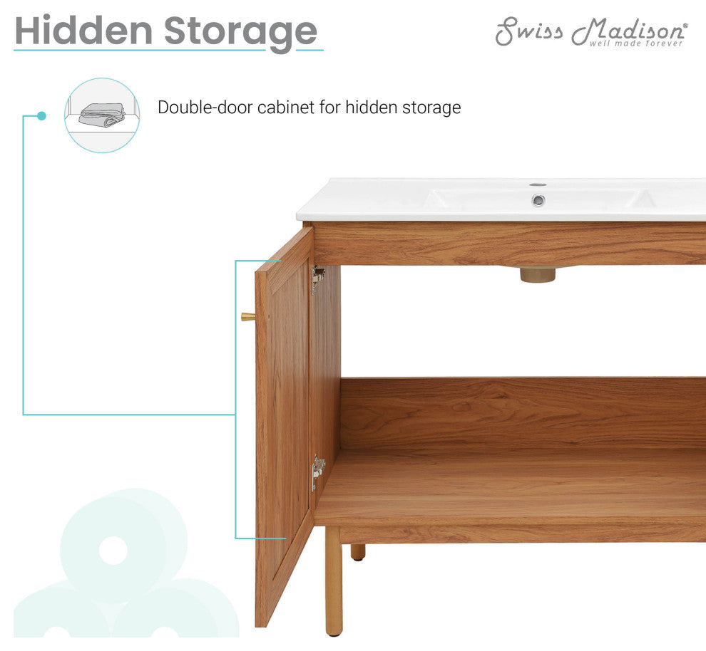 Classe Bathroom Vanity, Oak, 36"
