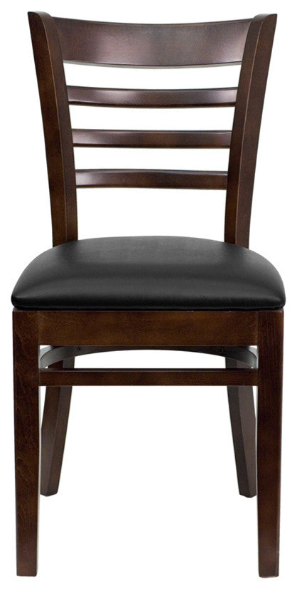 Dyersburg Wood Chair Ladder Back Walnut, Black Vinyl Seat