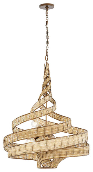 Flow 6-Lt Twist Pendant - Baguette/Natural Rattan