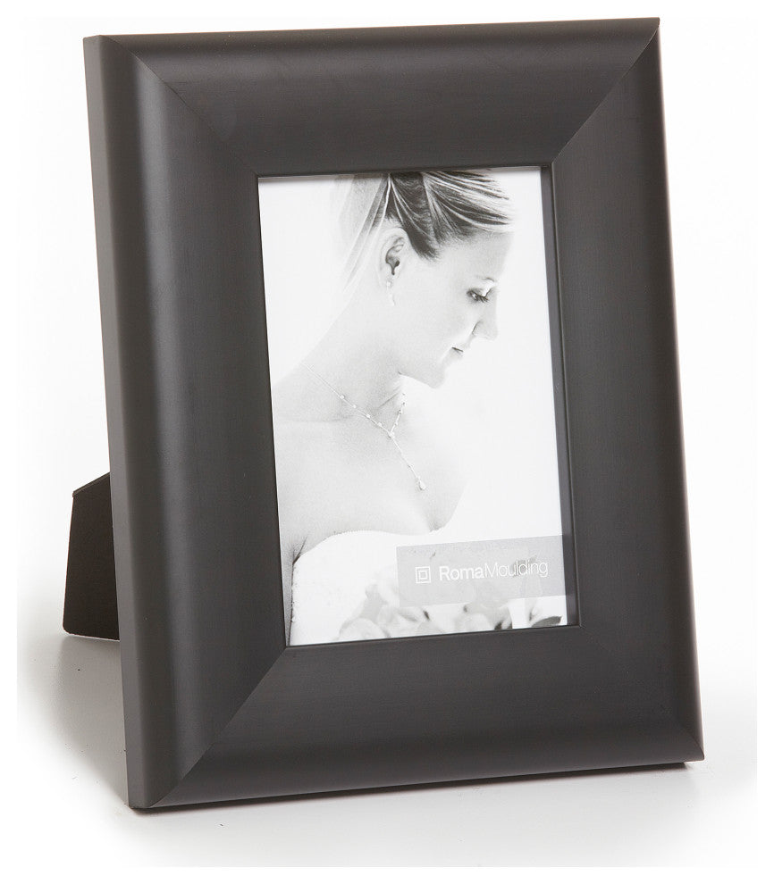 Satin Black Picture Frame, 2", Easle Back, Contemporary, 4 x 6